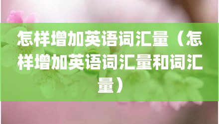 怎样增加英语词汇量(怎样增加英语词汇量和词汇量)