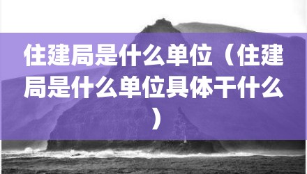 住建局是什么单位（住建局是什么单位具体干什么）