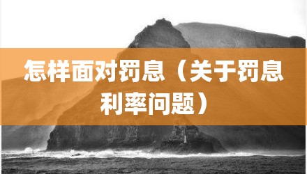 怎样面对罚息（关于罚息利率问题）