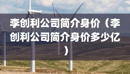 李创利公司简介身价（李创利公司简介身价多少亿）