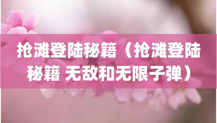 抢滩登陆秘籍（抢滩登陆秘籍 无敌和无限子弹）
