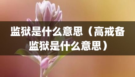 监狱是什么意思（高戒备监狱是什么意思）