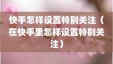 快手怎样设置特别关注（在快手里怎样设置特别关注）