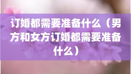 订婚都需要准备什么(男方和女方订婚都需要准备什么)
