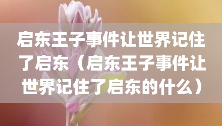 启东王子事件让世界记住了启东（启东王子事件让世界记住了启东的什么）