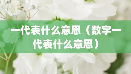 一代表什么意思（数字一代表什么意思）