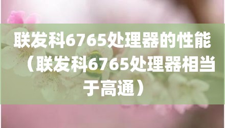 联发科6765处理器的性能(联发科6765处理器相当于高通)