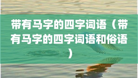 带有马字的四字词语（带有马字的四字词语和俗语）