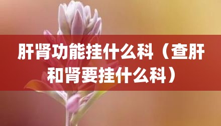 肝肾功能挂什么科（查肝和肾要挂什么科）