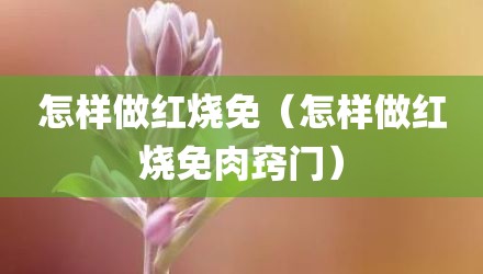 怎样做红烧免（怎样做红烧免肉窍门）