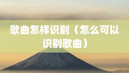 歌曲怎样识别（怎么可以识别歌曲）