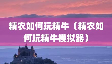 精农如何玩精牛（精农如何玩精牛模拟器）