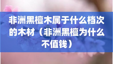 非洲黑檀木属于什么档次的木材(非洲黑檀为什么不值钱)