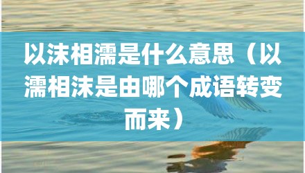 以沫相濡是什么意思（以濡相沫是由哪个成语转变而来）