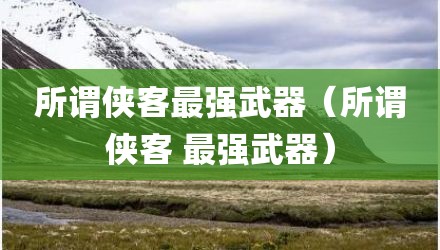 所谓侠客最强武器（所谓侠客 最强武器）