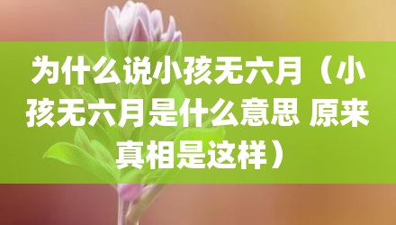 为什么说小孩无六月（小孩无六月是什么意思 原来真相是这样）