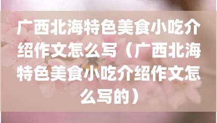 广西北海特色美食小吃介绍作文怎么写(广西北海特色美食小吃介绍作文怎么写的)