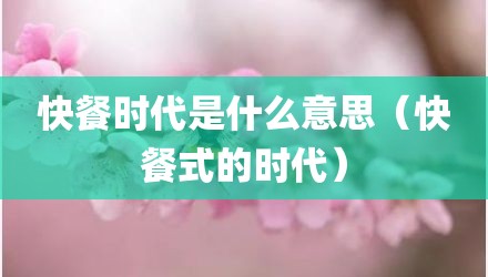 快餐时代是什么意思（快餐式的时代）