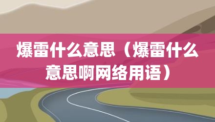 爆雷什么意思（爆雷什么意思啊网络用语）