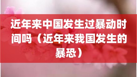 近年来中国发生过暴动时间吗（近年来我国发生的暴恐）
