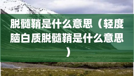 脱髓鞘是什么意思（轻度脑白质脱髓鞘是什么意思）