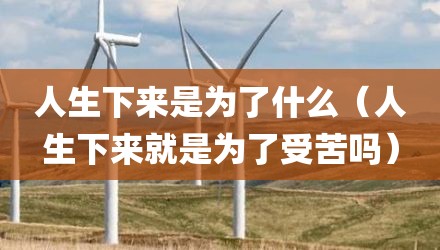 人生下来是为了什么（人生下来就是为了受苦吗）