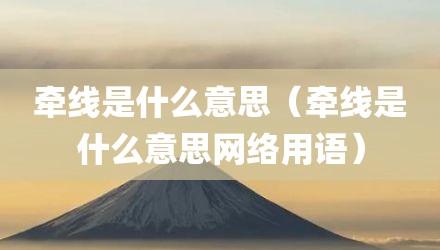 牵线是什么意思（牵线是什么意思网络用语）