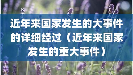 近年来国家发生的大事件的详细经过（近年来国家发生的重大事件）