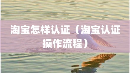 淘宝怎样认证（淘宝认证操作流程）
