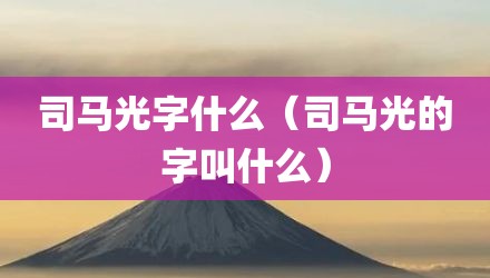 司马光字什么（司马光的字叫什么）