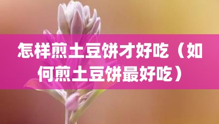 怎样煎土豆饼才好吃（如何煎土豆饼最好吃）