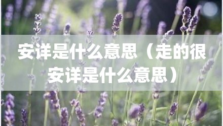 安详是什么意思（走的很安详是什么意思）