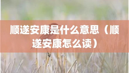 顺遂安康是什么意思（顺遂安康怎么读）