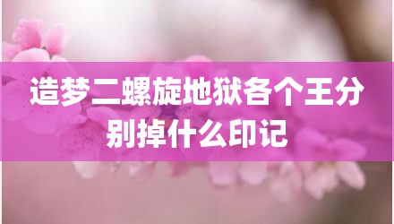 造梦二螺旋地狱各个王分别掉什么印记