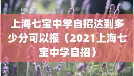 上海七宝中学自招达到多少分可以报（2021上海七宝中学自招）