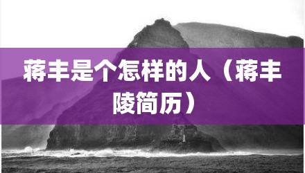 蒋丰是个怎样的人（蒋丰陵简历）