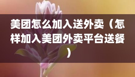 美团怎么加入送外卖（怎样加入美团外卖平台送餐）