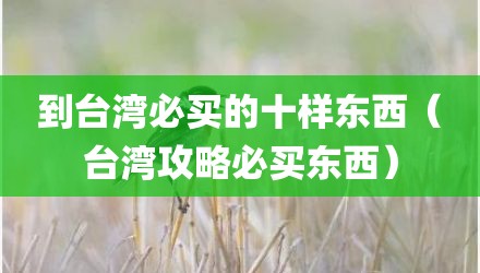 到台湾必买的十样东西(台湾攻略必买东西)