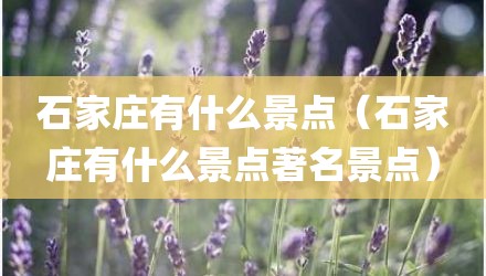石家庄有什么景点（石家庄有什么景点著名景点）