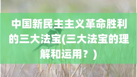 中国新民主主义革命胜利的三大法宝(三大法宝的理解和运用？)