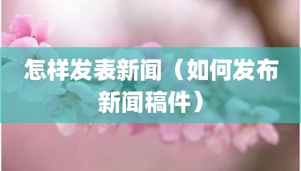 怎样发表新闻（如何发布新闻稿件）