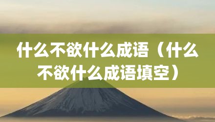 什么不欲什么成语（什么不欲什么成语填空）