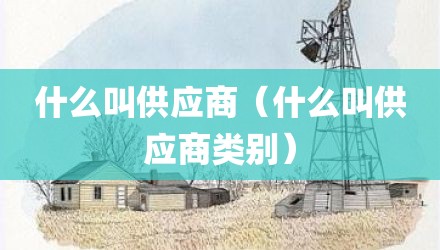 什么叫供应商（什么叫供应商类别）