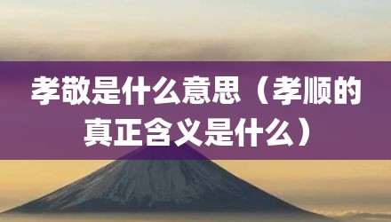 孝敬是什么意思（孝顺的真正含义是什么）