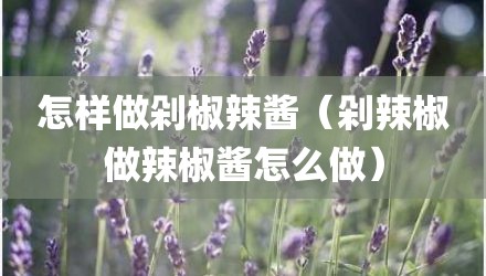 怎样做剁椒辣酱（剁辣椒做辣椒酱怎么做）