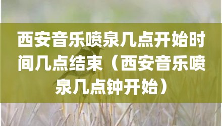 西安音乐喷泉几点开始时间几点结束(西安音乐喷泉几点钟开始)