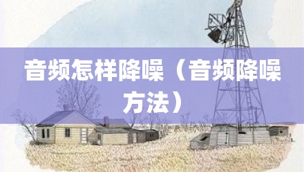 音频怎样降噪（音频降噪方法）