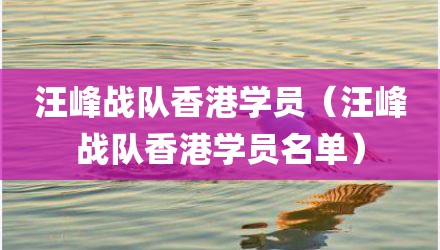 汪峰战队香港学员（汪峰战队香港学员名单）