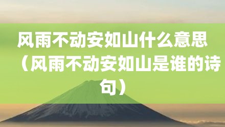 风雨不动安如山什么意思（风雨不动安如山是谁的诗句）