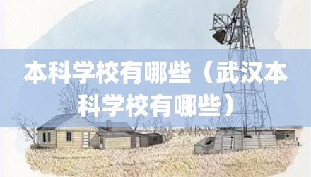 本科学校有哪些（武汉本科学校有哪些）